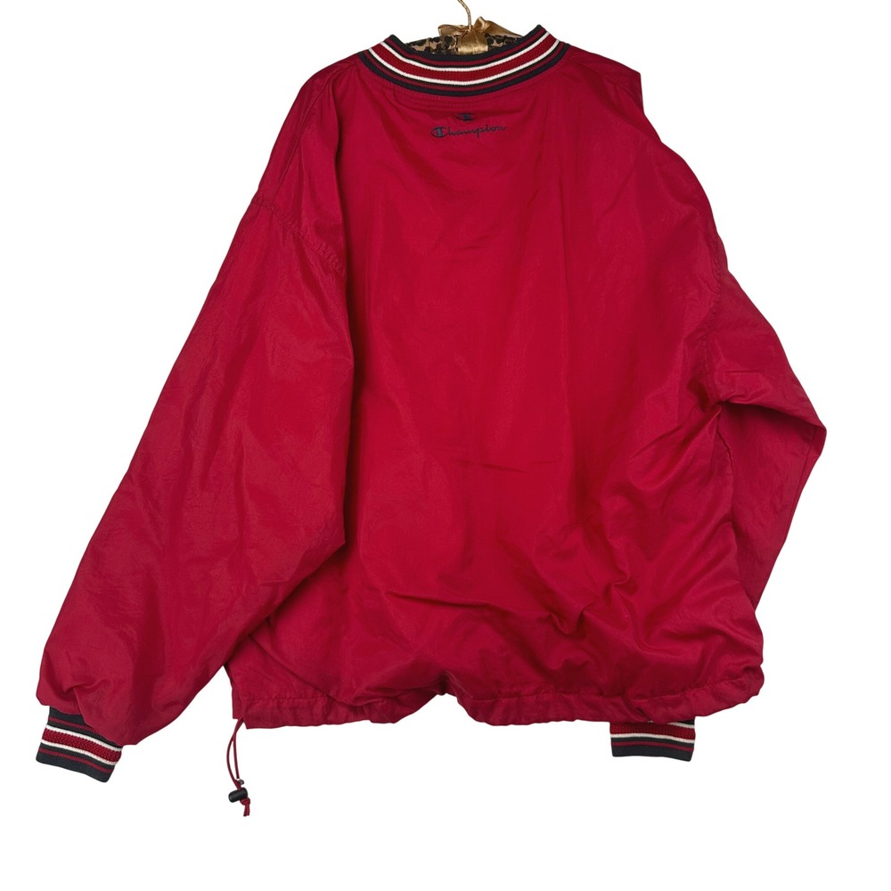 Champion Windbreaker Mens XL Red Pullover V-Neck Jacket Vintage 90s‎ Nylon Shell - Picture 2 of 7